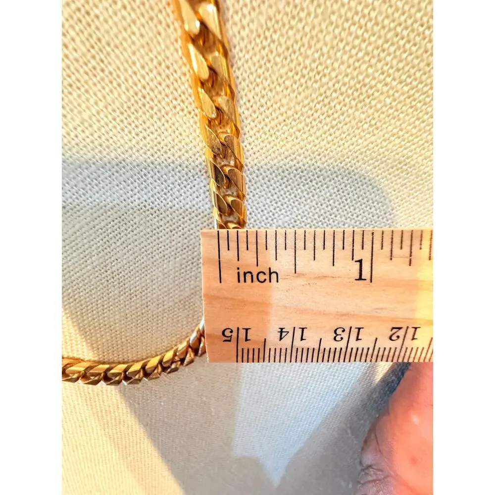 Vintage Gold Tone Cuban Link Chain Necklace 24”